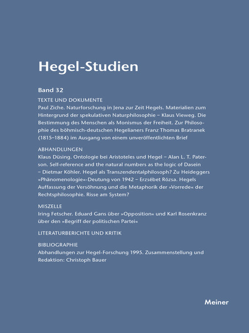 Title details for Hegel-Studien Band 32 by Friedhelm Nicolin - Wait list